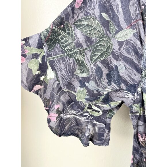 Allsaints Fay Paradeep Bird  Foliage Print Tie Back V Neck XS Mini Dress Button - Picture 6 of 13